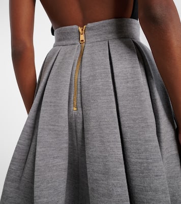 Minigonna in misto lana e cotone a pieghe | Balmain