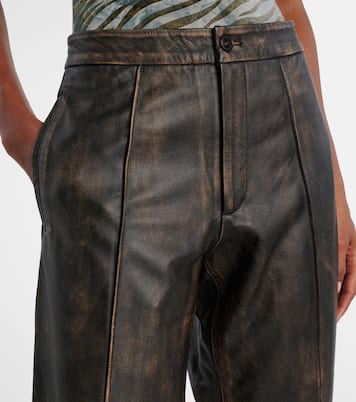 Weite High-Rise-Hose aus Leder | Jacques Wei