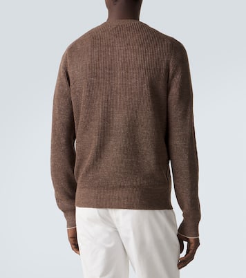 Ribbed-knit linen and cotton polo sweater | Brunello Cucinelli