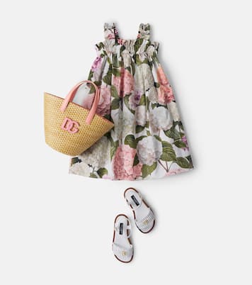 Abito in popeline di cotone con stampa floreale | Dolce&Gabbana Kids