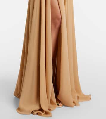 Raffia-trimmed silk-blend tulle gown | Elie Saab