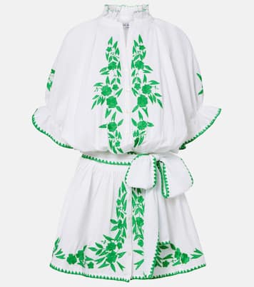 Abito corto in cotone e lino con ricamo | Juliet Dunn