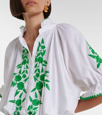 Abito corto in cotone e lino con ricamo | Juliet Dunn