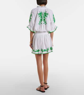 Abito corto in cotone e lino con ricamo | Juliet Dunn