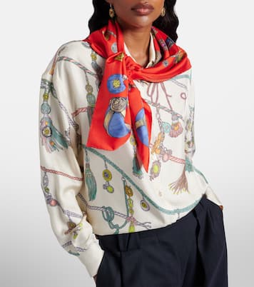 Printed silk twill scarf | Versace