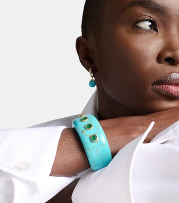 18kt gold and turquoise cuff bracelet with emeralds | Octavia Elizabeth