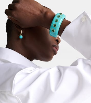 18kt gold and turquoise cuff bracelet with emeralds | Octavia Elizabeth