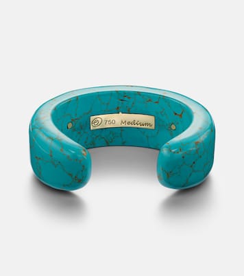 18kt gold and turquoise cuff bracelet with emeralds | Octavia Elizabeth