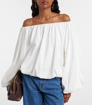 Soft Volume cotton poplin off-shoulder top | Dorothee Schumacher