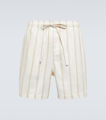 Short rayé en lin et coton | Commas