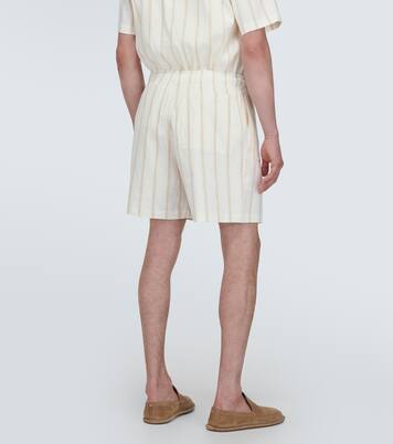 Short rayé en lin et coton | Commas
