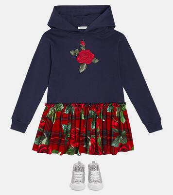 Rose printed sweatshirt dress | Dolce&Gabbana Kids