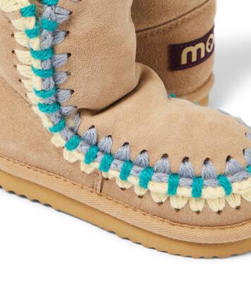 Crochet-trimmed suede boots | Mou Kids
