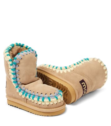 Crochet-trimmed suede boots | Mou Kids