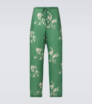 Pyjamahose Football Silhouette aus Leinen | Bode