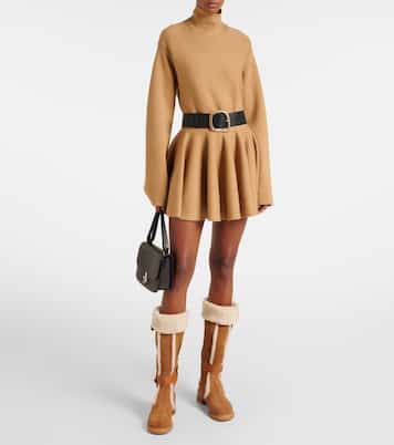 New Ring suede and shearling knee-high boots | See By Chloé