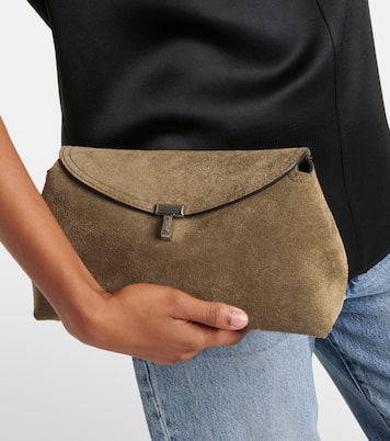 Clutch T-Lock aus Veloursleder | Toteme