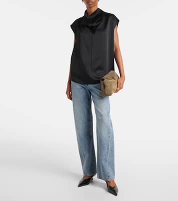 Clutch T-Lock aus Veloursleder | Toteme