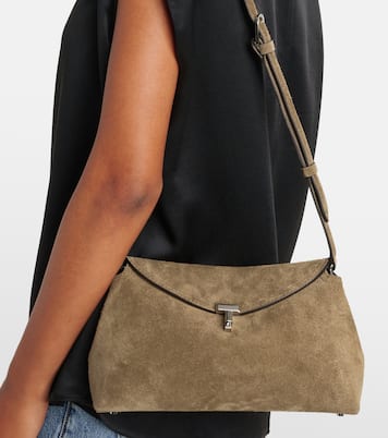 Clutch T-Lock aus Veloursleder | Toteme