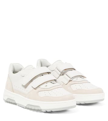 Suede-trimmed leather sneakers | Brunello Cucinelli Kids