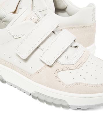Suede-trimmed leather sneakers | Brunello Cucinelli Kids