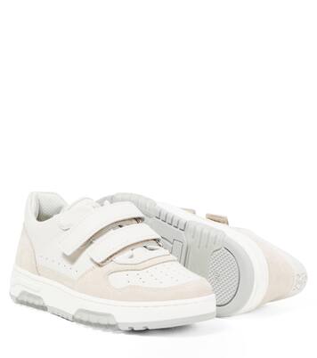 Suede-trimmed leather sneakers | Brunello Cucinelli Kids