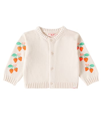 Baby Strawberries embroidered cotton cardigan | Tinycottons