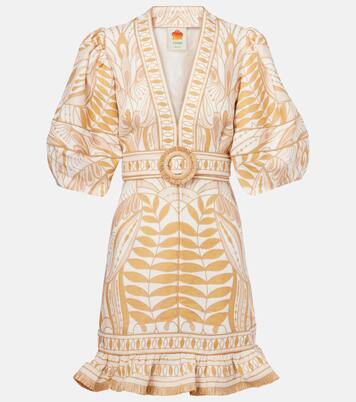 Printed belted linen minidress | Farm Rio