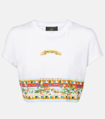 Cropped printed cotton T-shirt | Dolce&Gabbana