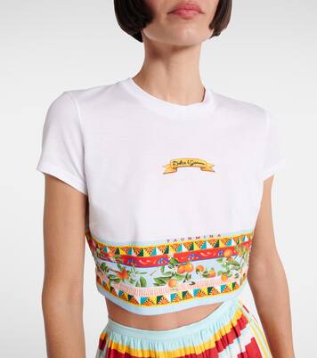 Cropped printed cotton T-shirt | Dolce&Gabbana