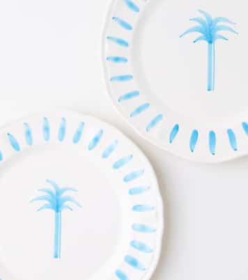 Palm set of 4 ceramic dinner plates | Les-Ottomans