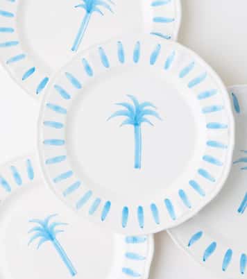 Palm set of 4 ceramic dinner plates | Les-Ottomans