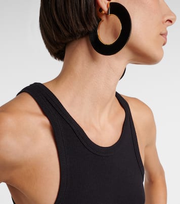 Blade Medium leather hoop earrings | Alaïa