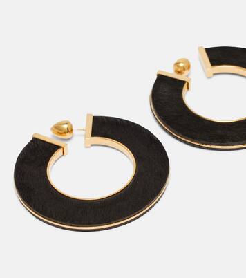 Blade Medium leather hoop earrings | Alaïa