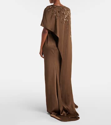 Embellished caped draped gown | Marmar Halim