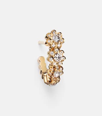 Pendientes Petite Boucle De Fleurs de oro de 18 ct con diamantes | Sophie Bille Brahe