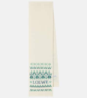 Logo sequined wool-blend jacquard scarf | Loewe