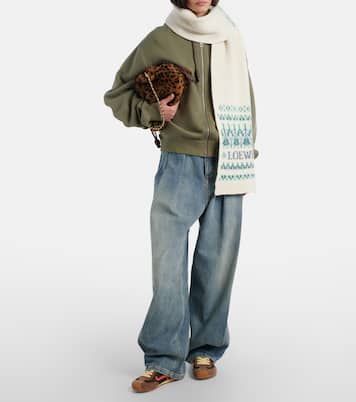 Logo sequined wool-blend jacquard scarf | Loewe