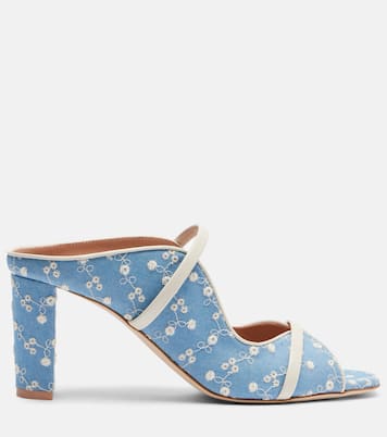 Pantoletten Norah 70 aus Denim mit Leder | Malone Souliers