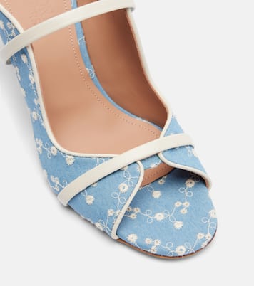 Pantoletten Norah 70 aus Denim mit Leder | Malone Souliers