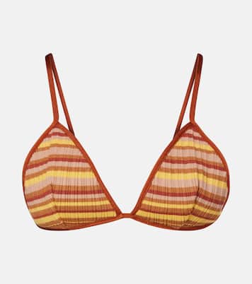 Ann ribbed-knit striped bikini top | Bananhot