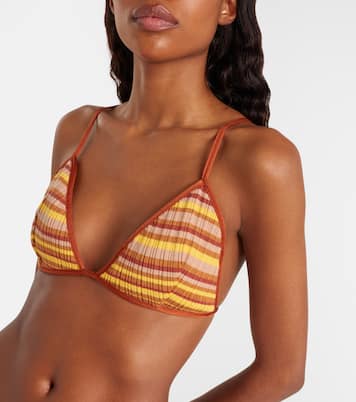 Ann ribbed-knit striped bikini top | Bananhot