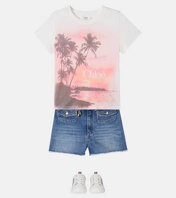Logo printed cotton jersey T-shirt | Chloé Kids