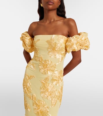 Floral-appliqué off-shoulder maxi dress | Rotate