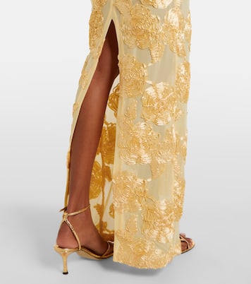 Floral-appliqué off-shoulder maxi dress | Rotate