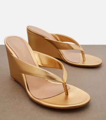Leather wedge thong sandals | Gianvito Rossi