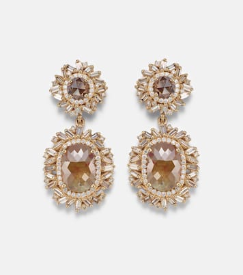 Orecchini pendenti Doublet in oro 18kt con diamanti | Suzanne Kalan