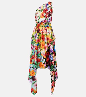 One-Shoulder-Midikleid aus Seidensatin | Dolce&Gabbana