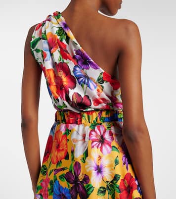 One-Shoulder-Midikleid aus Seidensatin | Dolce&Gabbana