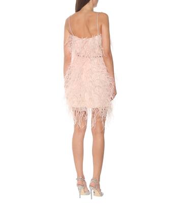 Feather-trimmed tulle minidress | Monique Lhuillier
